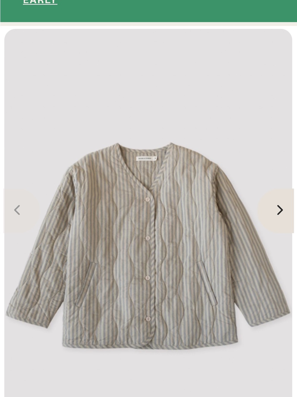 Micaela Greg Muted Striped Quilted Liner size M - Picture 3 of 12